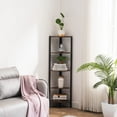 thumbnail image 7 of ZXNYH 5 Tier Corner Shelf, Industrial Corner Bookshelf Small Bookcase Rustic Storage Rack Plant Display Stand for Living Room, Home Office, Kitchen, Small Space, Brown, 7 of 7