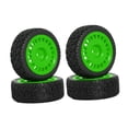thumbnail image 1 of Bunblic 4 Pieces 1:10 RC Car Wheel Tires Replacement Easy to Install RC Modification Accessory Spare Parts Accessory DIY Accessories green, 1 of 8