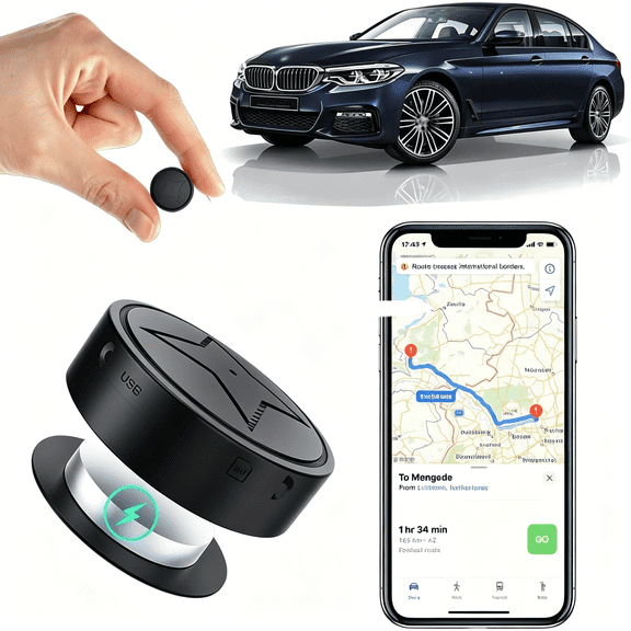 GJX Gps Tracker for Vehicles,Strong Magnetic Car Vehicle Tracking Anti-Lost,No Monthly Fee,No Subscription,Multi-Function Gps Mini Locator with Free App