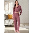 thumbnail image 3 of DARING DIVA Cotton Pajamas Button Down Pants Loungewear Set XS Dusty Rose, 3 of 7