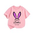 thumbnail image 1 of Gibobby Camisa De verano Nueva ropa para niños de verano, camiseta de manga corta para niñas de estilo europeo y estadounidense, camiseta con cuello redondo estampado de conejito （Rosa， 5-6 Años), 1 of 5