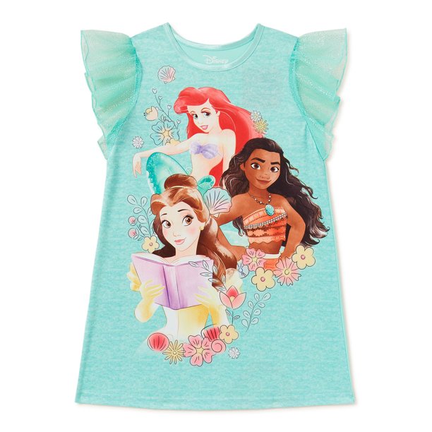 Disney Princess Girls' Flutter Sleeve Pajama Nightgown, Sizes 410