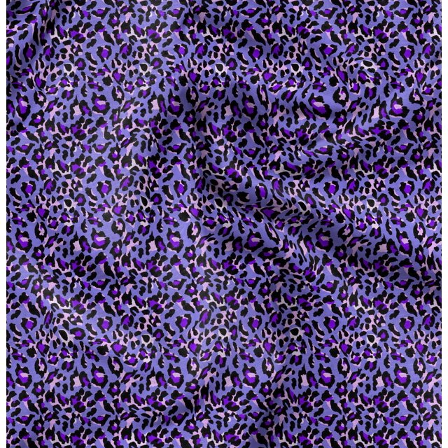 Soimoi Purple Poly Georgette Fabric Leopard Animal Skin Fabric Prints by Yard 52 Inch Wide