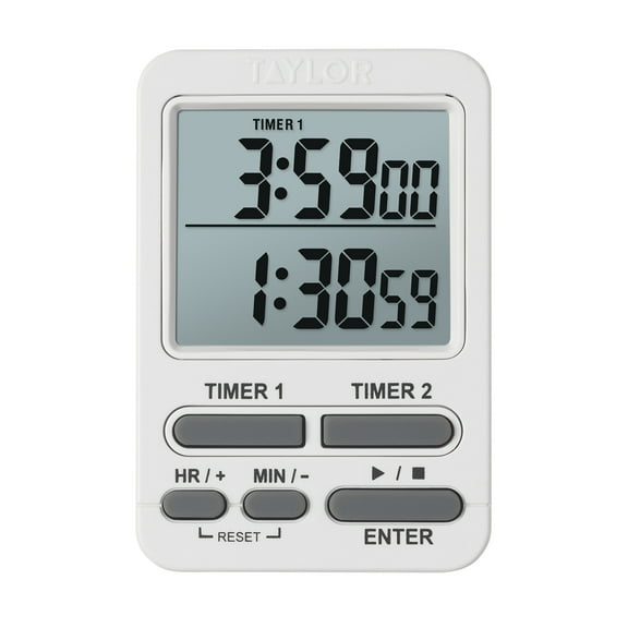 Taylor Dual Event Digital Timer with Clock White