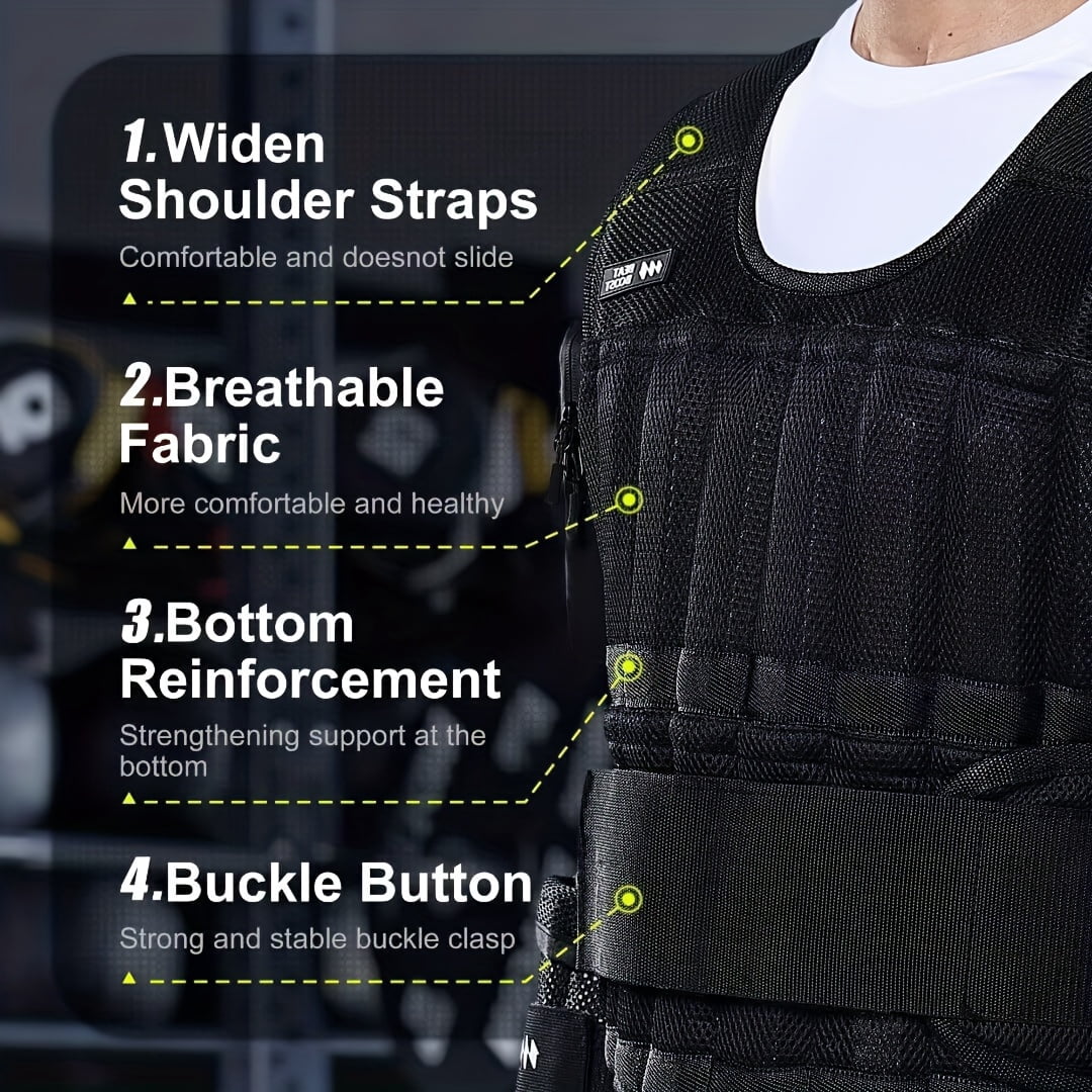 Weighted Vest Men 30lb Adjustable with Steel Plates Weights for Walking Strength Training Running Workout Trainers Fitness