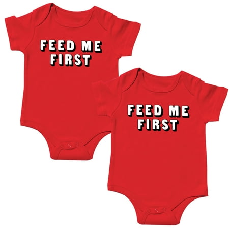 

Nursery Decals and More Matching Twins Tshirts Includes 2 Bodysuits 6-12 Month Feed Me First