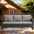 thumbnail image 7 of Bellefurn Outdoor 3 Seats Patio Sofa,All-Weather Wicker Deep Seat Outdoor Couch with Removable Cushions for Porch, Backyard, Balcony, Deck, 7 of 7