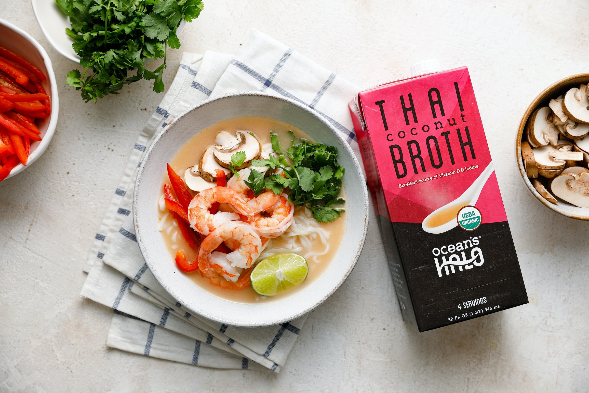 Ocean's Halo, Organic and Vegan Thai Coconut Broth, Shelf-Stable, Contains Coconut, 32 oz.