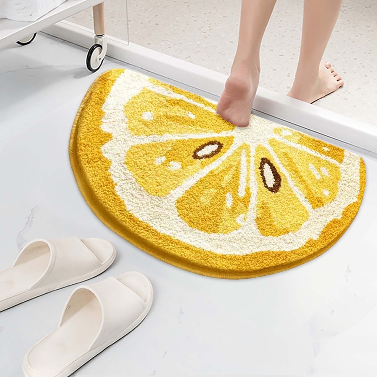 Nilvkv Lemon Bath Mat Fruit Bathroom Rugs for Living Room and Bedroom, Non Slip Small Washable Rug Lemon Bathroom Decor (15.75x23.62in)