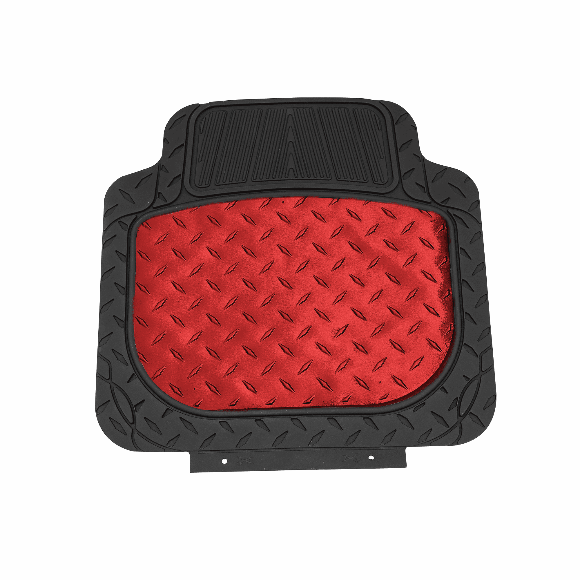 FH Group Climaproof Rubber Car Floor Mat, Universal 4pc Red Floor Mats with Air Freshener