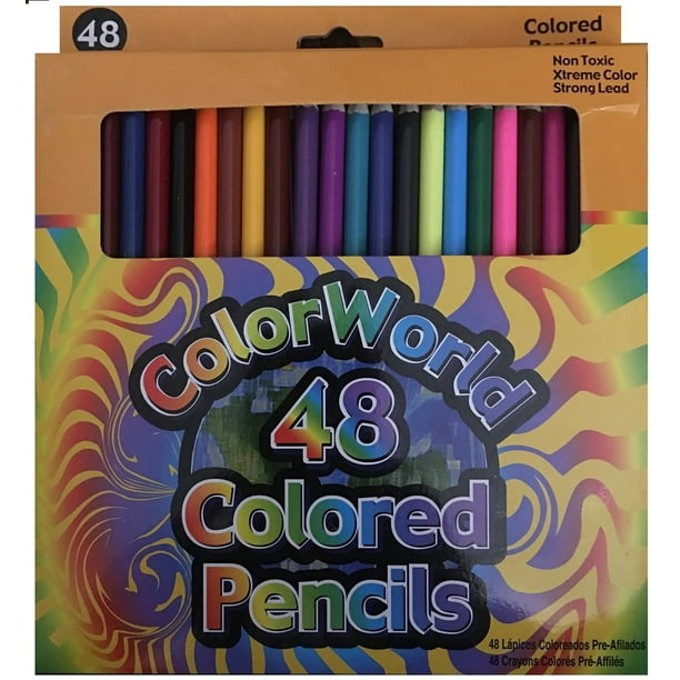 Color World 48 Colored Pencils Xtreme Colors NonToxic Strong Lead
