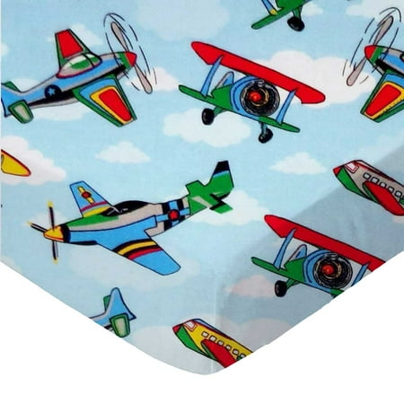 SheetWorld Fitted 100% Cotton Percale Play Yard Sheet Fits BabyBjorn Travel Crib Light 24 x 42, Kiddie Airplanes
