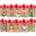 thumbnail image 1 of qiqee Christmas Bags Set of 10 - White Bags with Gingerbread Man Design(10PCS with different patterns, 20PCS Tissue Paper as a gift, Small Size 2.4"x 4.7"x 6.3"), 1 of 1