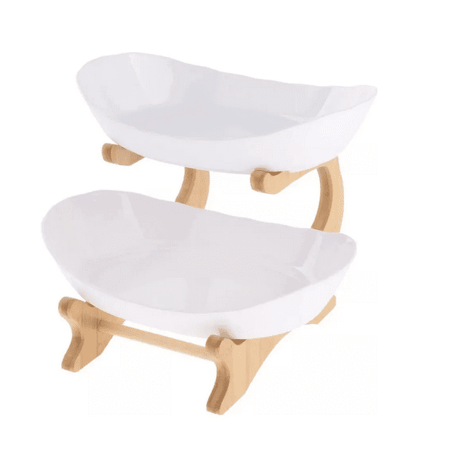 Frutero Cesta De Cocina Organizador De Frutas Rack 2 Niveles Xtellar blanco