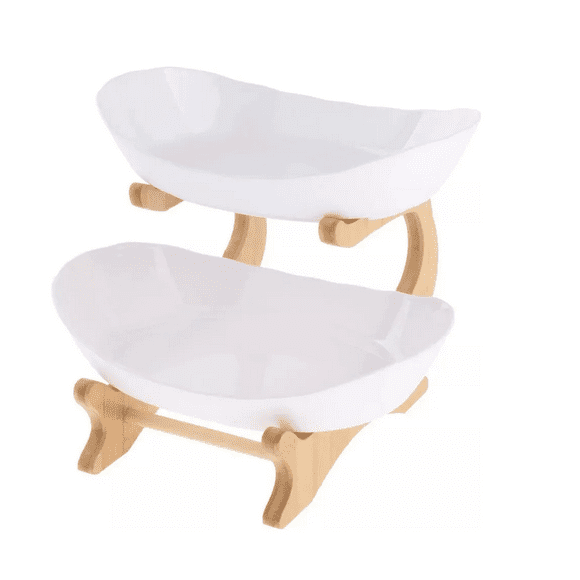 Frutero Cesta De Cocina Organizador De Frutas Rack 2 Niveles Xtellar blanco