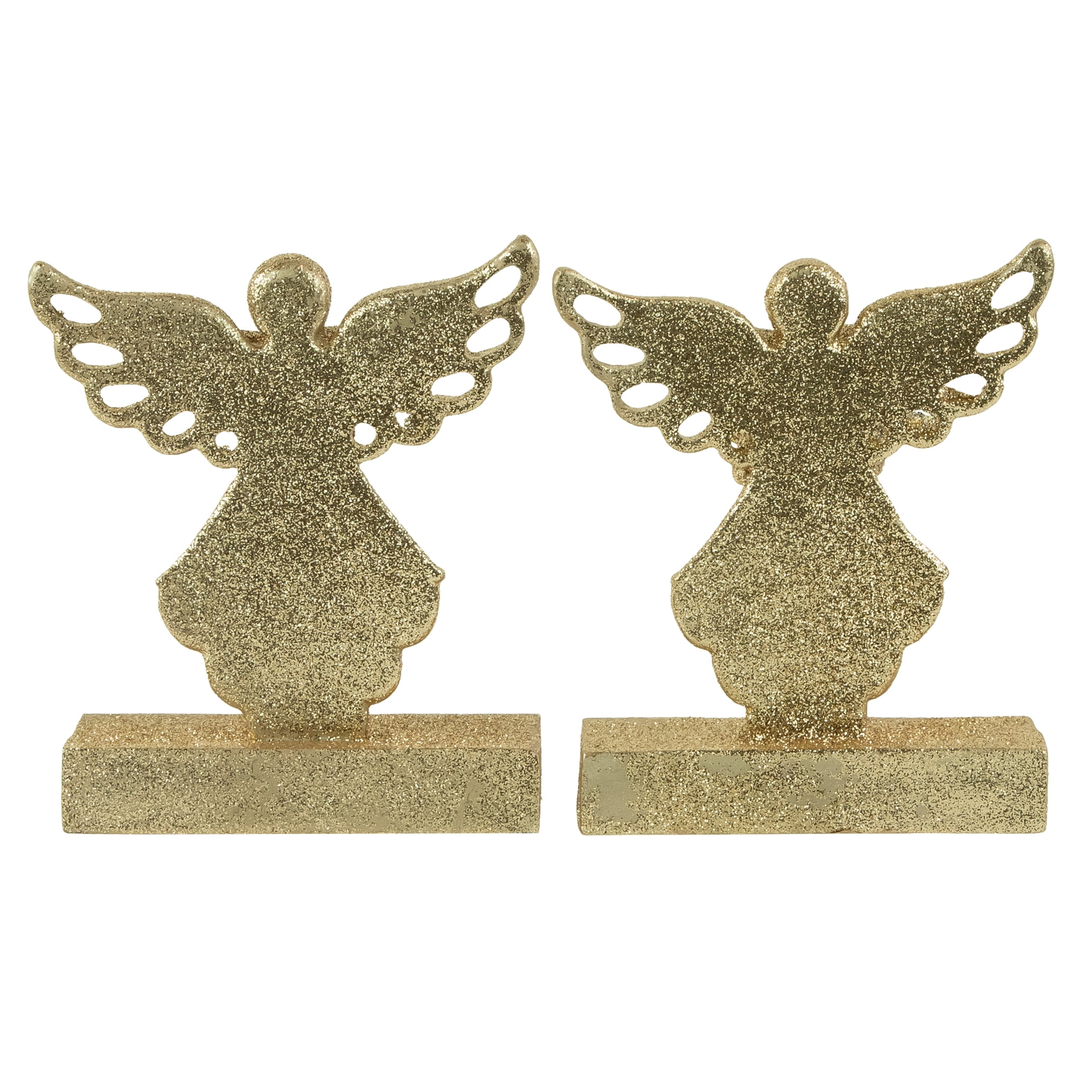 Northlight Set of 2 Gold Angel Glittered Christmas Stocking Holders 6.5"