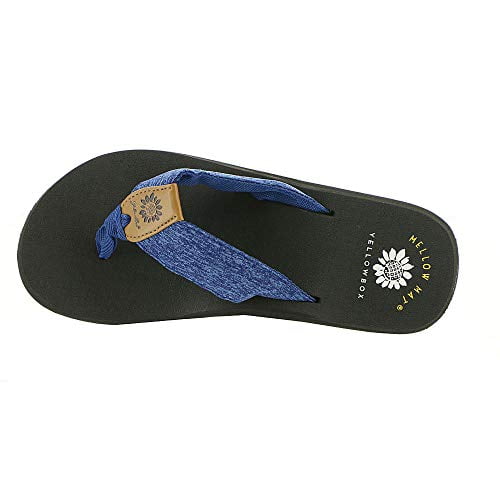 navy blue yellow box flip flops