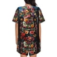 thumbnail image 3 of Lsque Stained Glass Floral Cake Women's Short-Sleeved Pajama Set - 2 Piece Soft and Lightweight Sleepwear Set-3X-Large, 3 of 9