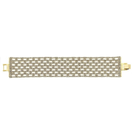 X & O Handset Austrian Crystal 14kt Gold-Plated 31.5mm Box Pattern Bracelet