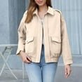 thumbnail image 3 of Women's Oversized Bomber Jacket Casual Loose Lapel Pilot Coat Long Sleeve Trendy Streetwear Fall Winter Outerwear, 3 of 6