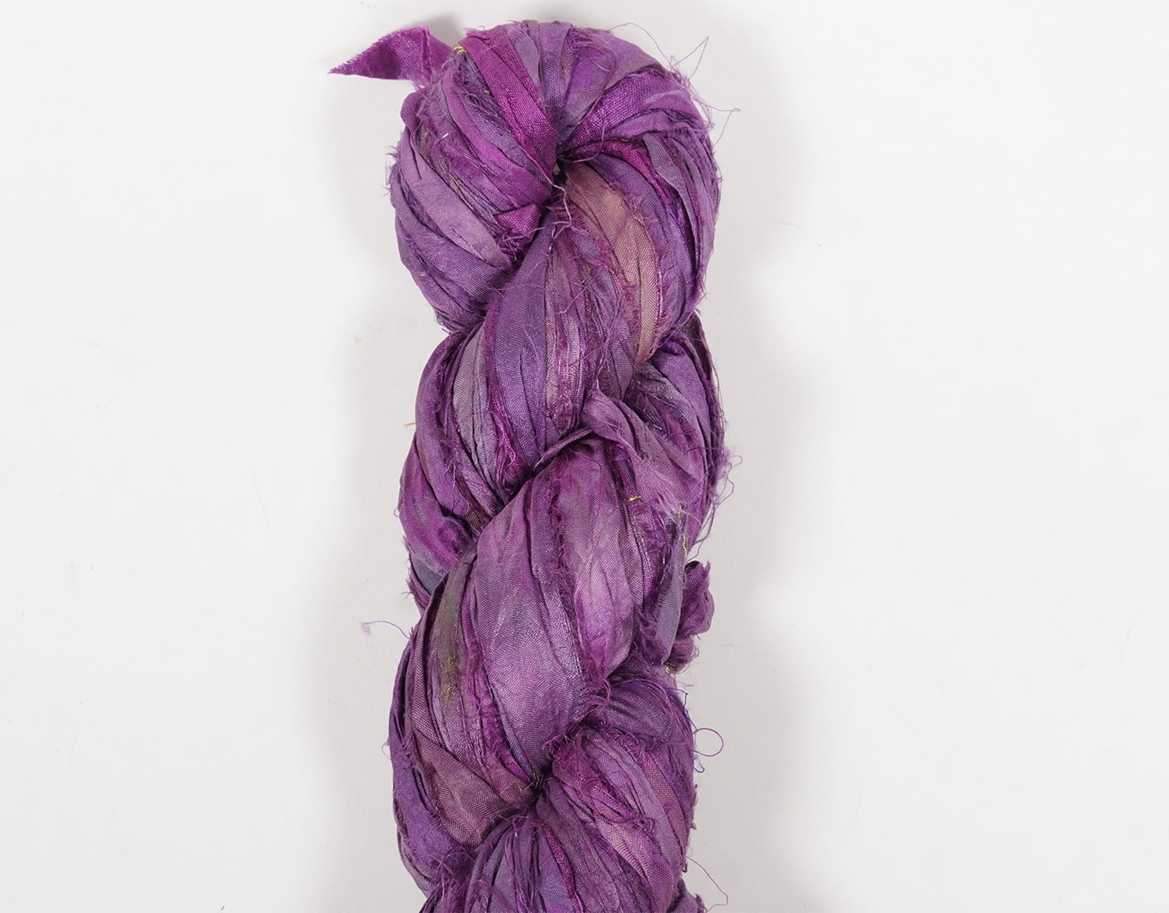 Vintageandyou Recycled Sari Silk Ribbon Yarn - 300g Pack | Upcycled Silk Strips for Crochet, Weaving, Macram, Knitting & Fiber Crafts | Handmade Purple