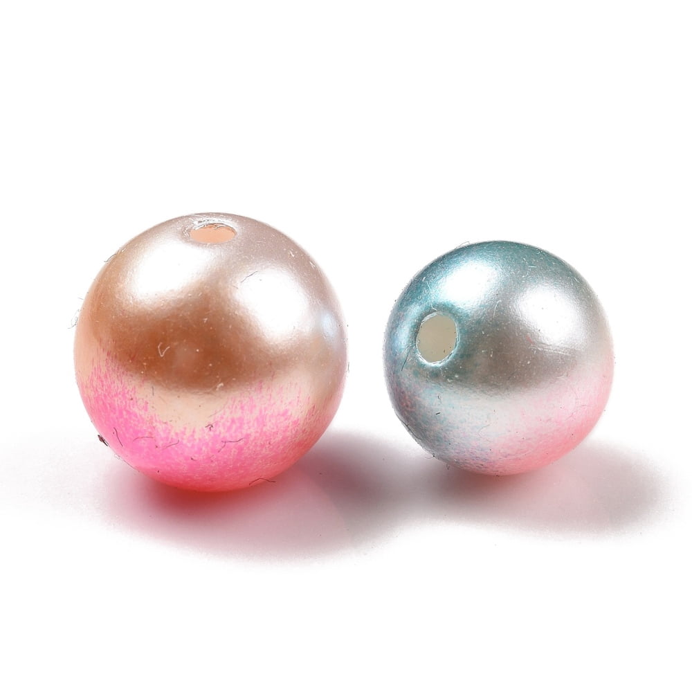Rainbow Plastic Imitation Pearl Beads Gradient Pearl Beads Round Mixed Color 3~12x2.5~11.5mm Hole: 1~2mm