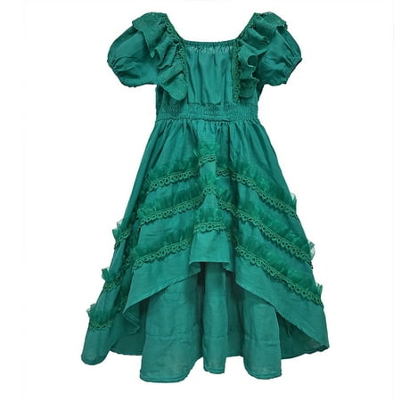 

Dresses For Girls Summer Kids Toddler Baby Girls Spring Summer Solid Ruffle Short Sleeve Princess Dress Performance Dress 9-10 Years
