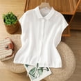 thumbnail image 2 of Annhoo Tank Tops for Women Collar Button Down Solid Color Drawstring Casual Sleeveless Shirts Spring Clothes, 2 of 9