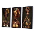 thumbnail image 3 of Designart "Modern African Beauty in Cultural Attire II" African American Woman Framed Wall Art Set Of 3 - Brown Woman African American Frame Gallery Wall Set For Home Decor, 3 of 6