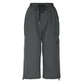 thumbnail image 5 of Wyobmus Womens Capris With Pockets Lightweight Hiking Pants Loose Fit Casual Outdoor Trip Loose Cropped Pants Adjustable Bottom S-2X Dark Gray, 5 of 9
