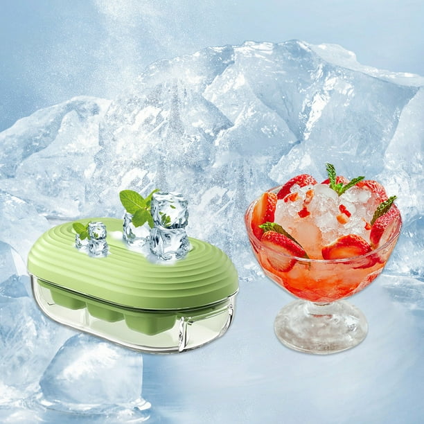 Isvgxsz Clearance Food-grade Silicone Ice Cube Tray with Lid and Storage Bin for Freezer, Easy-Release 6 Nugget Ice Tray with Spill-Resistant Cover&Bucket, Flexible Ice Cube Molds with Ice Container