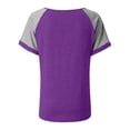thumbnail image 4 of Women's Short Raglan Sleeve T-Shirts Casual Color Block Tops Purple XL, 4 of 5