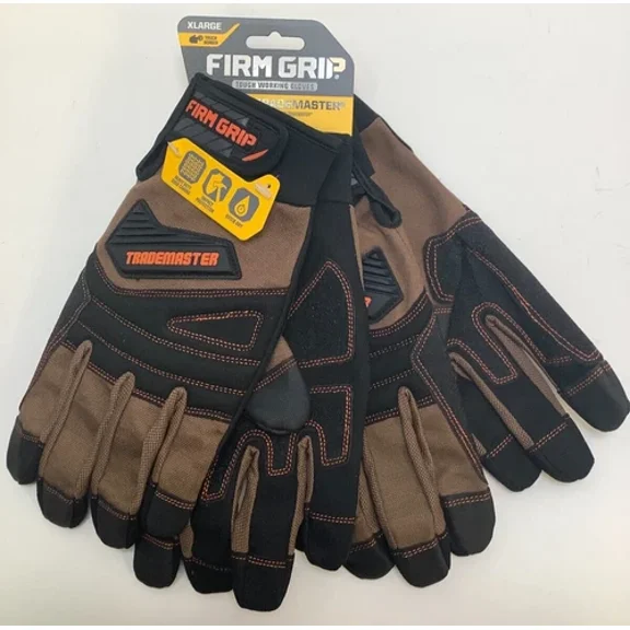 Firm Grip Trademaster Gloves, Xl, Tan, Duck Canvas Back, Breathable, 2 Pairs