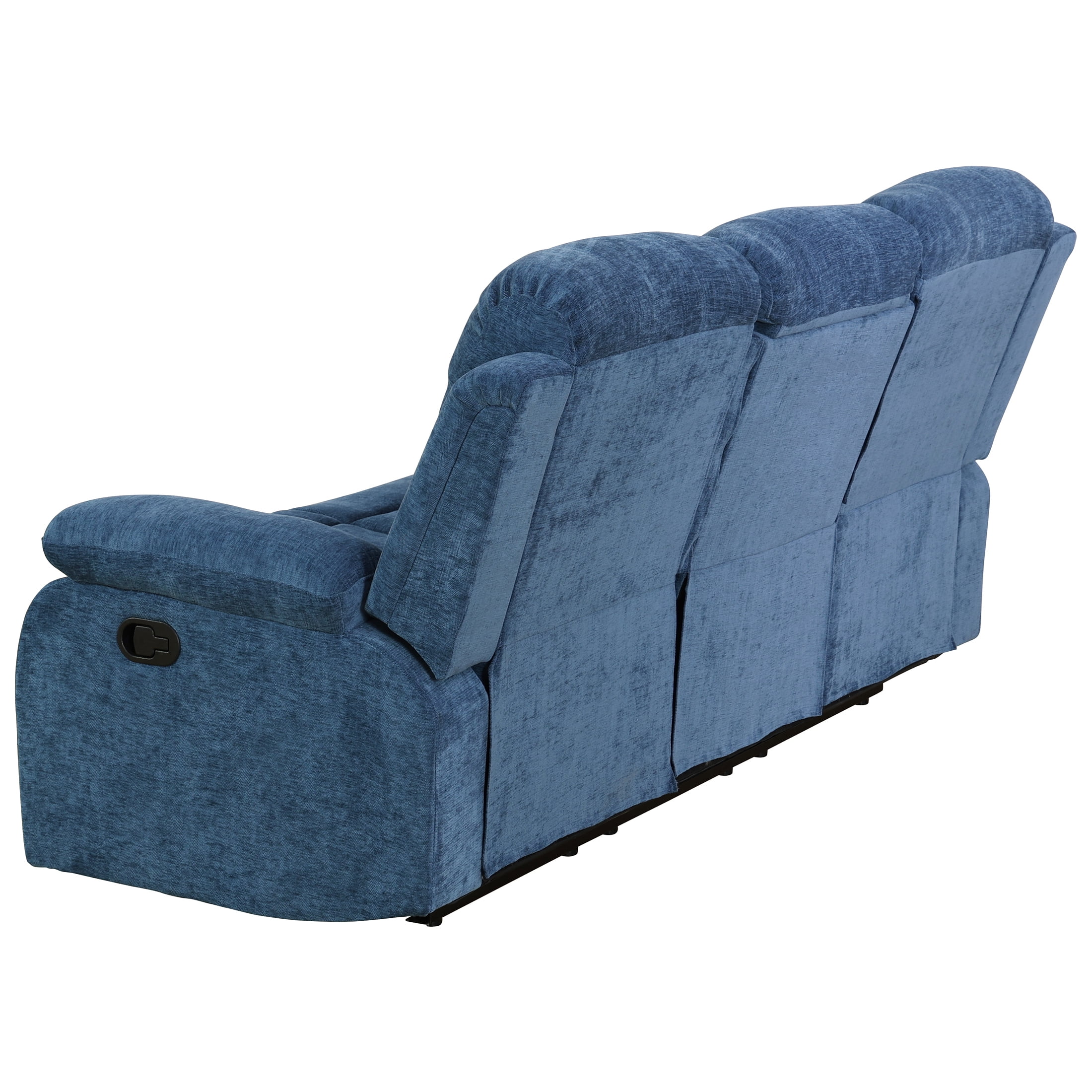 AUKFA 3 Seats Recliner Sofa Chair, Home Theater Sofa with Flipped Backrest and Cupholder, Blue