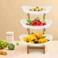 thumbnail image 6 of ToppiJoy Yuanbao-shaped Cake Stand with Bamboo Wood Shelves and Food-grade PP Plates for Holiday and Family Gatherings, 6 of 10