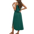 thumbnail image 4 of Afdoent Dresses For Women 2026 Sleeveless Solid Color U Neck Dress With Adjustable Drawstring Side Slit Beach To Brunch Vacation Fashion Outfits, 4 of 8