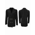 thumbnail image 3 of Women Long Sleeve Double Breasted Blazer Jackets Lapel Ribbed Open Front Fall Blazer Coats with Pockets Black XXL, 3 of 5