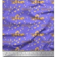 thumbnail image 1 of Soimoi Purple Cotton Poplin Fabric Feather & Floral Decor Fabric Printed Yard 42 Inch Wide, 1 of 3
