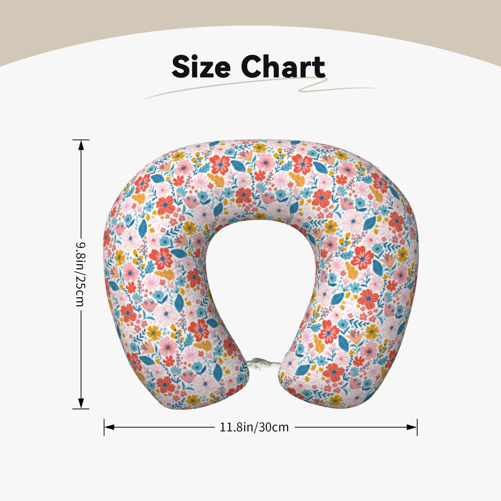 Xecao Floral Ditsy Print Memory Foam Cervical Neck Pillow Versatile U-Shaped Pillows for Home,Office,Camping,Travelling,Soft Washable Cover