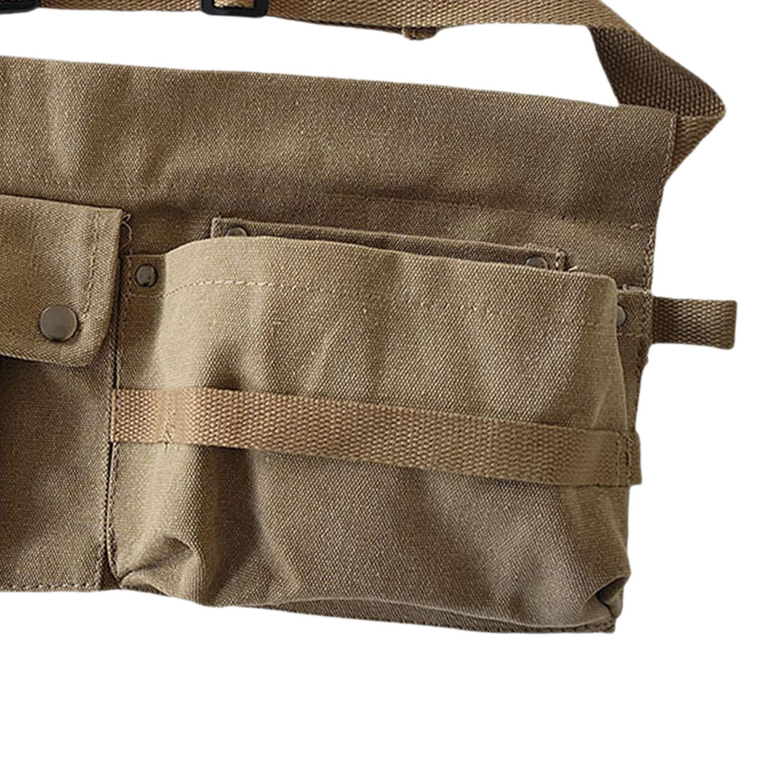 simhoa Tool Waist Bag Portable Tool Bag Large Capacity Canvas Waist Pocket Belt Waist Bag Tools Organizer for Electricians Builders Khaki