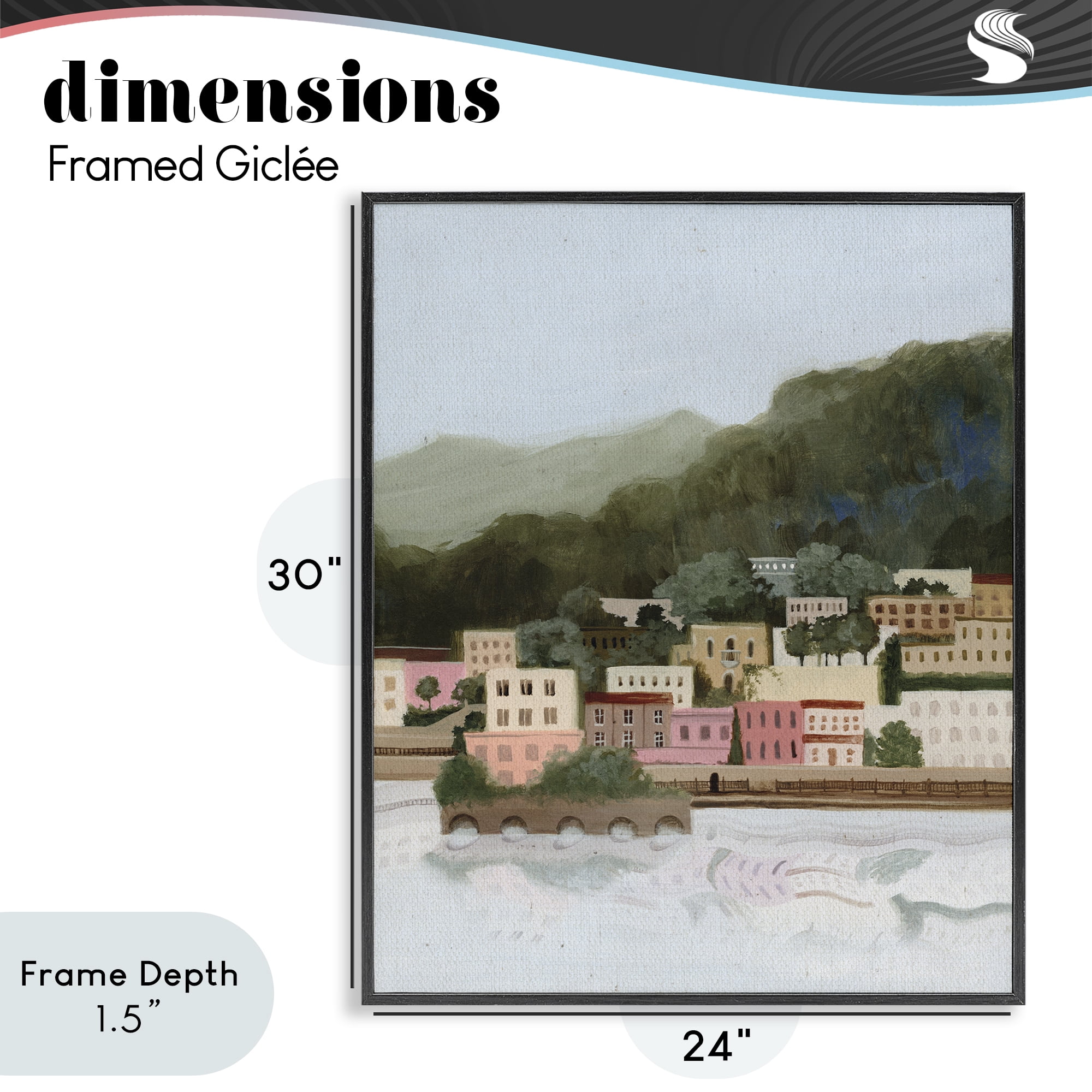 Stupell Industries Mountains By The Sea Black Framed Giclee Art, design by Grace Popp