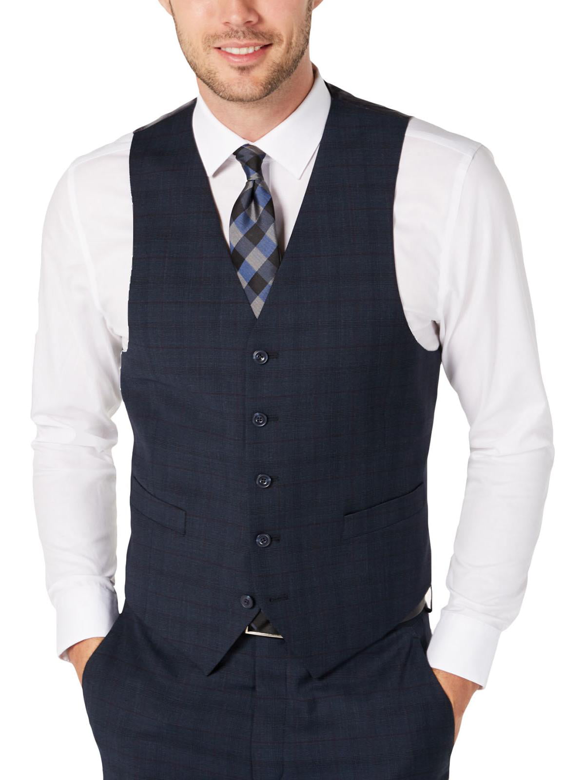 Tommy Hilfiger Mens Wool Blend Plaid Suit Blue S Walmart.com