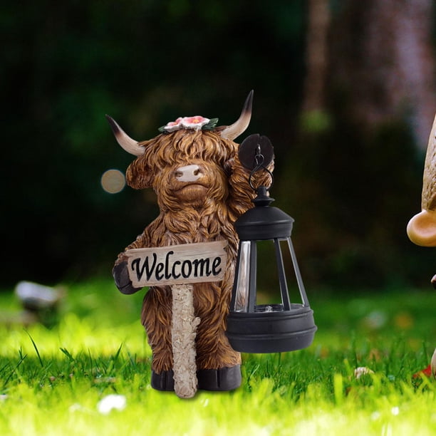 Estatua de las Tierras , escultura animal con luz solar para exteriores, adorno moderno, regalo, figura de resina para patio exterior y Linterna derecha