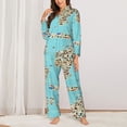 thumbnail image 3 of Bingfone Womens Pajama Sets World Travel Line Icons Map Print,Long Sleeve Loungewear Pajamas Set-X-Large, 3 of 9