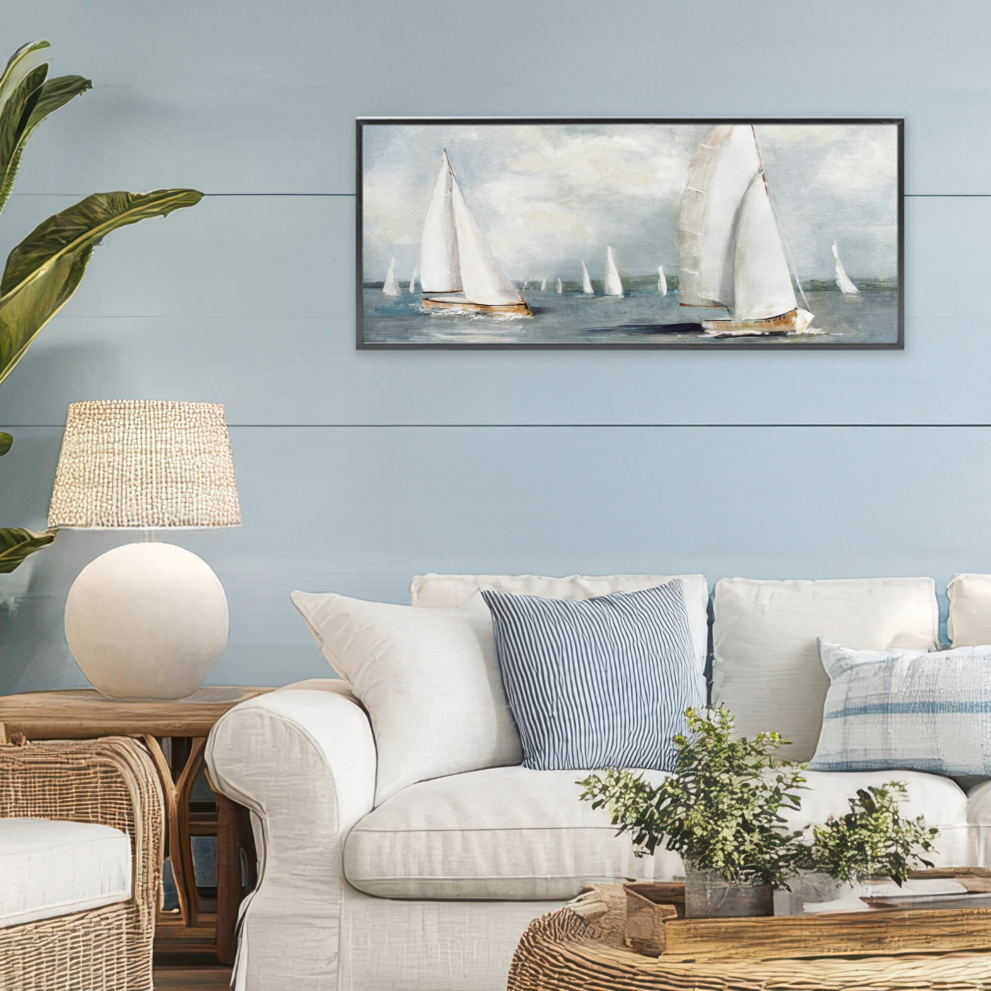 Stupell Industries Windy Sailboat Fleet Black Framed Giclee Art, design by Sally Swatland