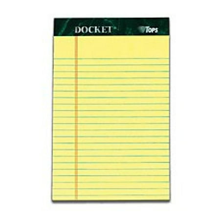 Docket Ruled Perforated Pads TOPS Docket Writing Tablet, 5 x 8 Inches, Perforated, Canary, Narrow Rule, 50 Sheets per Pad, 8 Pads per Pack (99606) ()