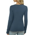 thumbnail image 5 of ClodeEU Women's Fall V Neck Slim Long Sleeve T Shirts,Stretchy Layer T Shirts Y2K Tops Navy,Womens Plus XL, 5 of 9