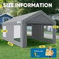 thumbnail image 2 of Quictent 12x20 ft Heavy Duty Carport Canopy Galvanized Car Tent Outdoor Shelter with Reinforced Structure with Roll-up Ventilated Windows Sidewall, Sliver Gray, 2 of 8