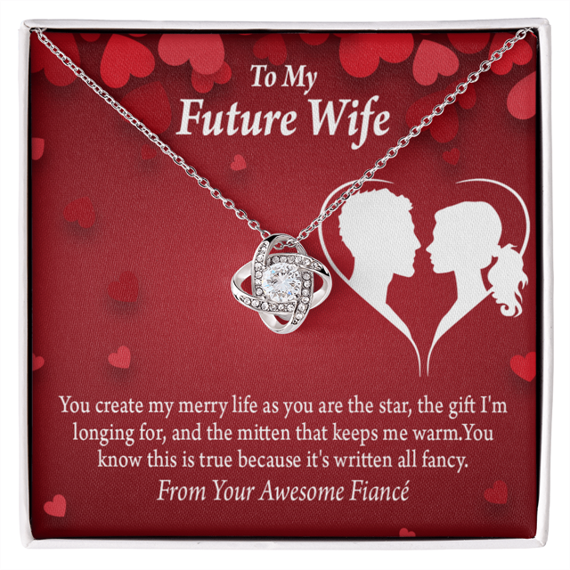 À Ma Fiancée Joyeuse Vie Infini Noeud Collier Message Carte