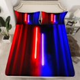thumbnail image 3 of Feelyou Kids Futuristic Lightning Twin Sheet Sets, Modern Video Gaming Gamer Twin Fitted Sheet, Red Blue Stripes Ombre Flat Sheet, Breathable Home Decor, 3-Piece, 3 of 8